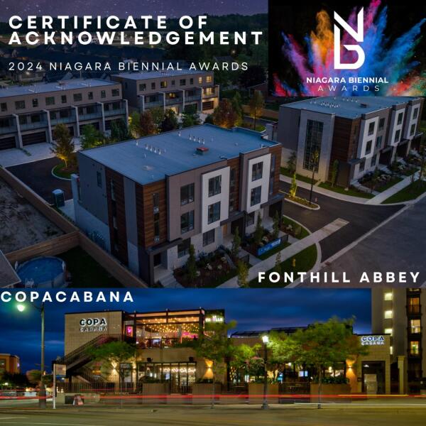 Fonthill Abbey and Copacabana receive Certificate of Acknowledgement at Niagara Biennial Awards